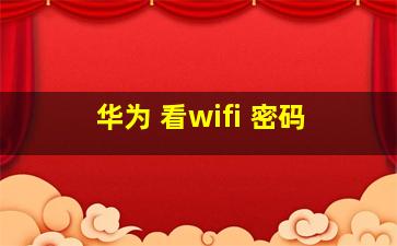 华为 看wifi 密码